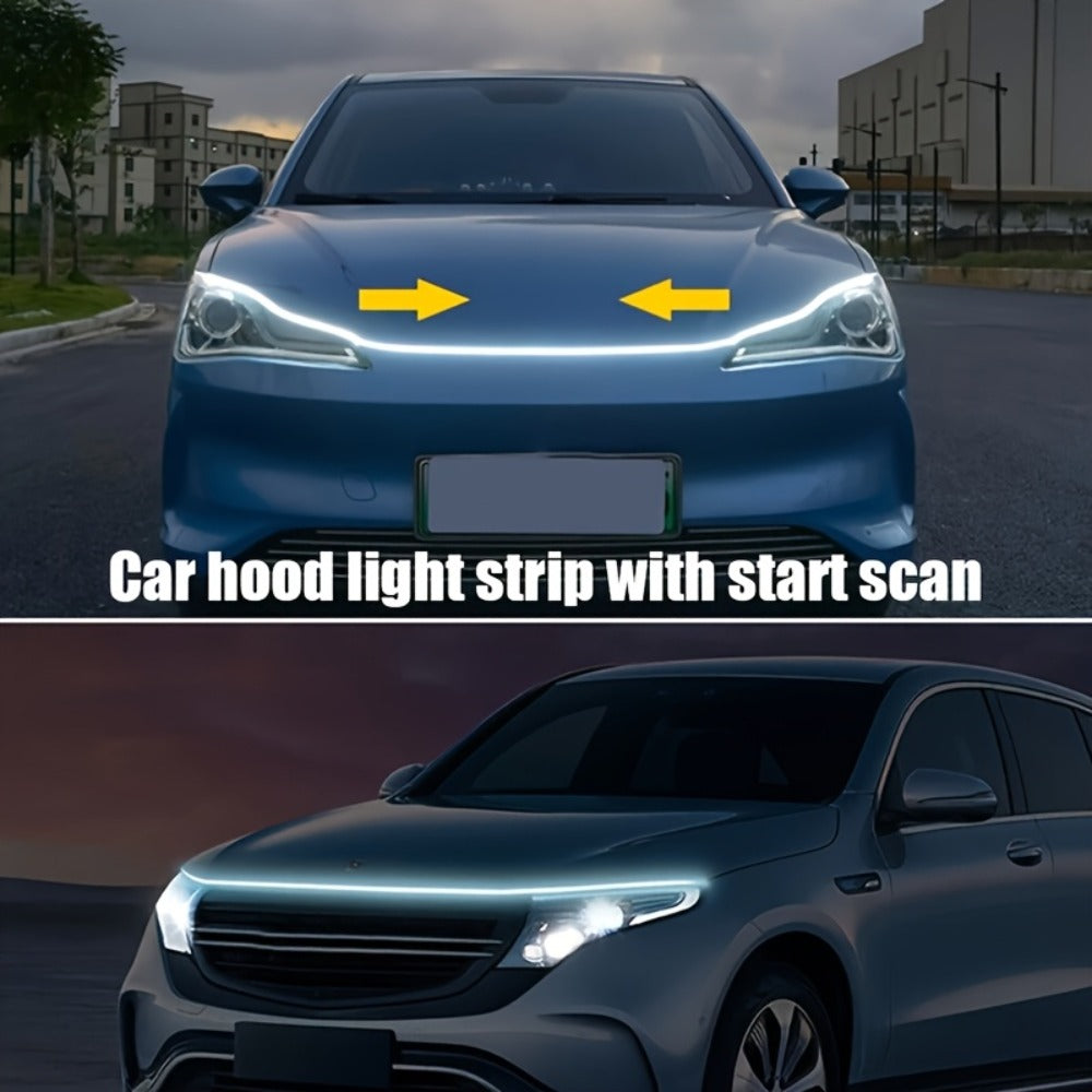 LED Engine Through-Light Bar 70 Inch High-Brightness White Light 2000-3000LM – Auto Welcome Mode Steering Effect 12V Wiring for Car SUV Universal Fit