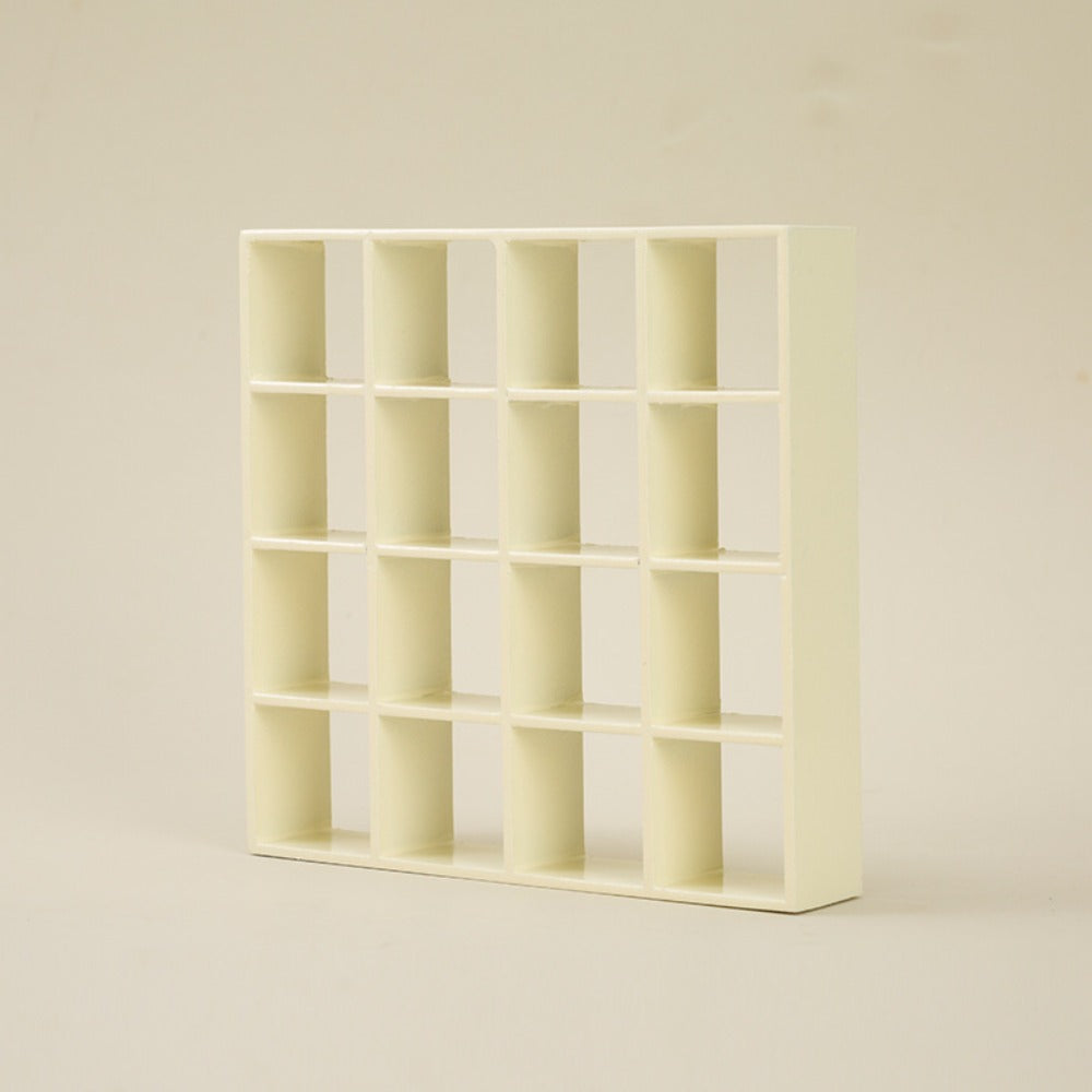 Dollhouse Miniature Display Cabinet 1:12 Scale 16-Compartment Modern Storage Shelf Organizer – Miniature Furniture Accessory for Dollhouse Room Decor Diorama Collectors Ages 14+ Multiple Colors