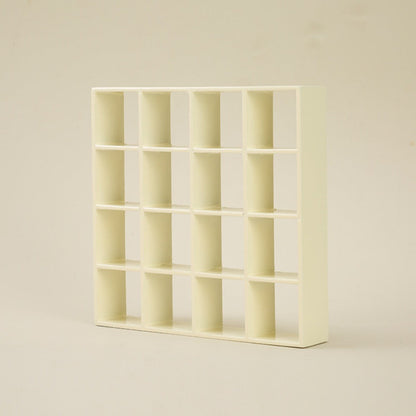 Dollhouse Miniature Display Cabinet 1:12 Scale 16-Compartment Modern Storage Shelf Organizer – Miniature Furniture Accessory for Dollhouse Room Decor Diorama Collectors Ages 14+ Multiple Colors