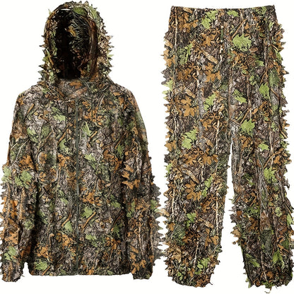 3D Leaf Ghillie Suit Lightweight Camouflage Hunting Suit for Men Women - Full Body Camo Outfit for Wildlife Photography, Birdwatching, Airsoft, Spring Summer Autumn Outdoor Training