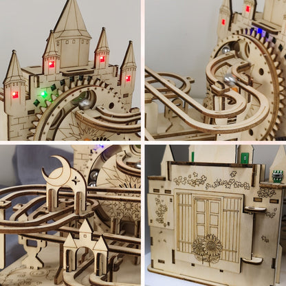 Electric Marble Run Set 3D Handmade Logic Building Construction Puzzle – Educational STEM Toy for Kids Teens Adults, Logical Thinking Engineering Activity, Birthday Christmas Holiday Gift