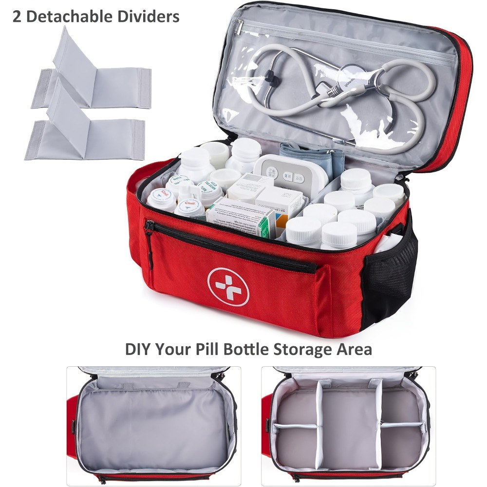 Medicine Storage Bag Organizer – Household First Aid Kit Bag, Portable Medicine Cabinet Basket with Compartments for Home, Travel & Emergency