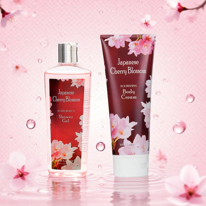 Cherry Blossom Body Wash Set for Women 8oz – Moisturizing Body Cream & Shower Gel Gift Set Light Non-Sticky Long-Lasting Floral Scent All Skin Types Valentine's Day Mother's Day Birthday Gift