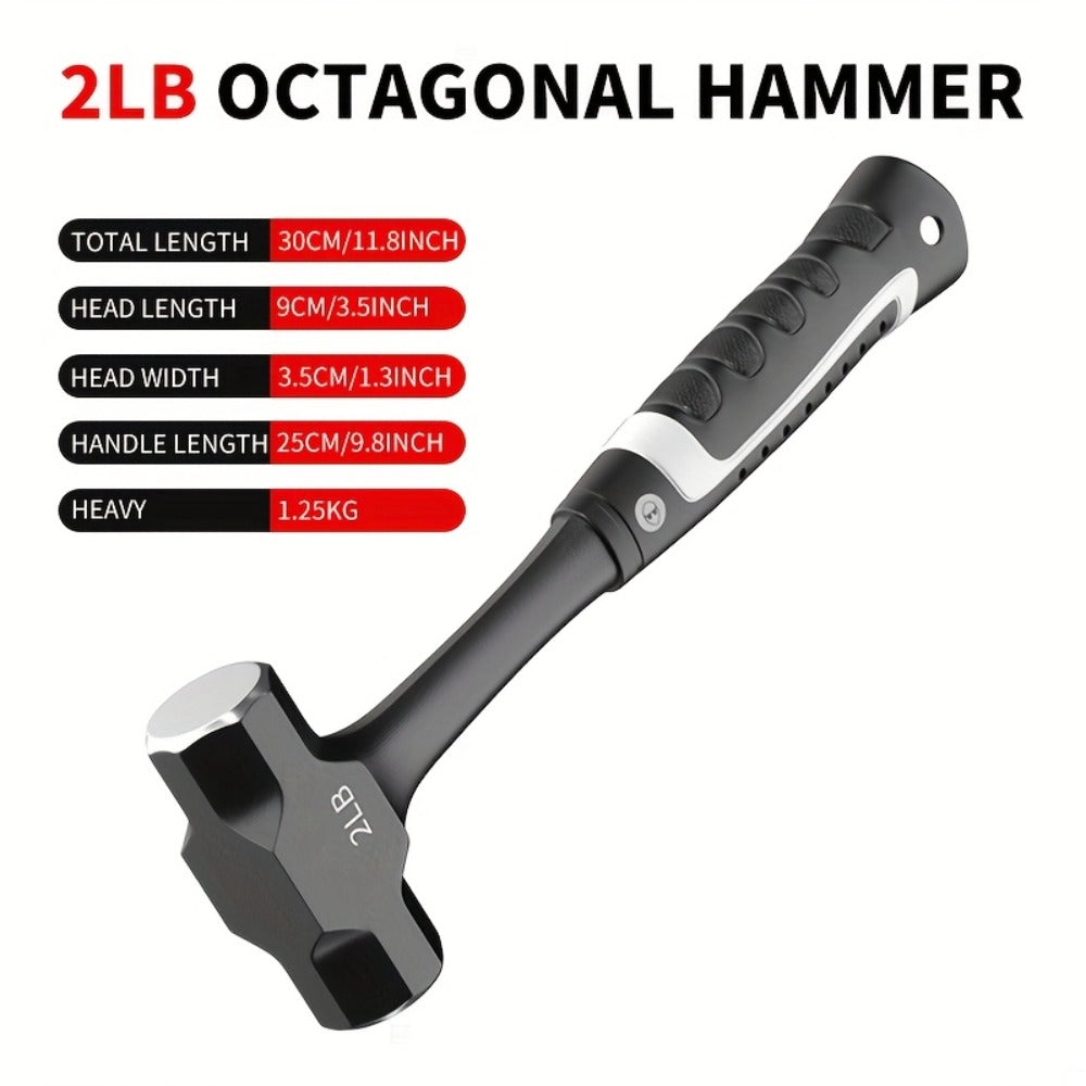 Octagonal Hammer 2/3/4 LB – Heavy-Duty Non-Slip Handle, Professional Masonry & Demolition Sledge Hammer for Stone, Concrete, Construction & DIY Home Projects