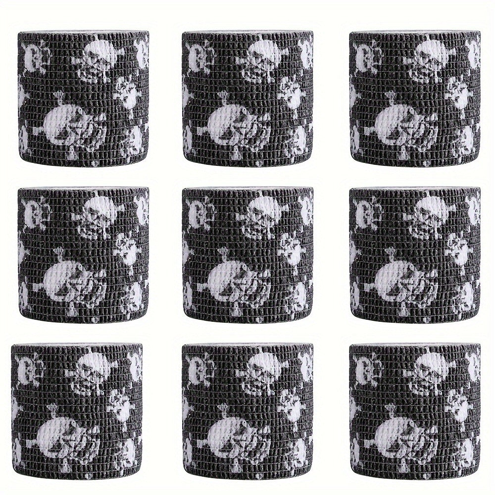 Tattoo Kit 9pcs Skull & Camouflage Temporary Tattoo Stencil Set – Body Art Accessories for Adults & Kids, No Batteries Needed