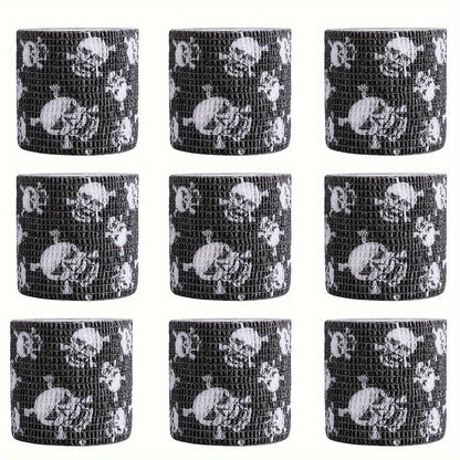 Tattoo Kit 9pcs Skull & Camouflage Temporary Tattoo Stencil Set – Body Art Accessories for Adults & Kids, No Batteries Needed