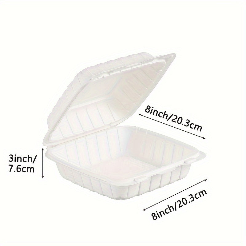 Disposable Food Containers Take Out Boxes with Lids - 7" 8" 9" Plastic Clamshell Meal Prep Containers BPA Free 1 & 3 Compartment Heavy Duty Reusable White