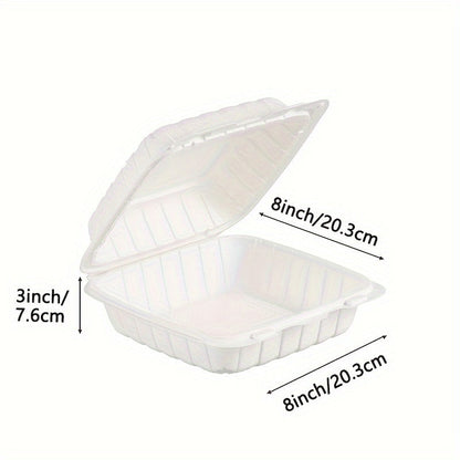 Disposable Food Containers Take Out Boxes with Lids - 7" 8" 9" Plastic Clamshell Meal Prep Containers BPA Free 1 & 3 Compartment Heavy Duty Reusable White
