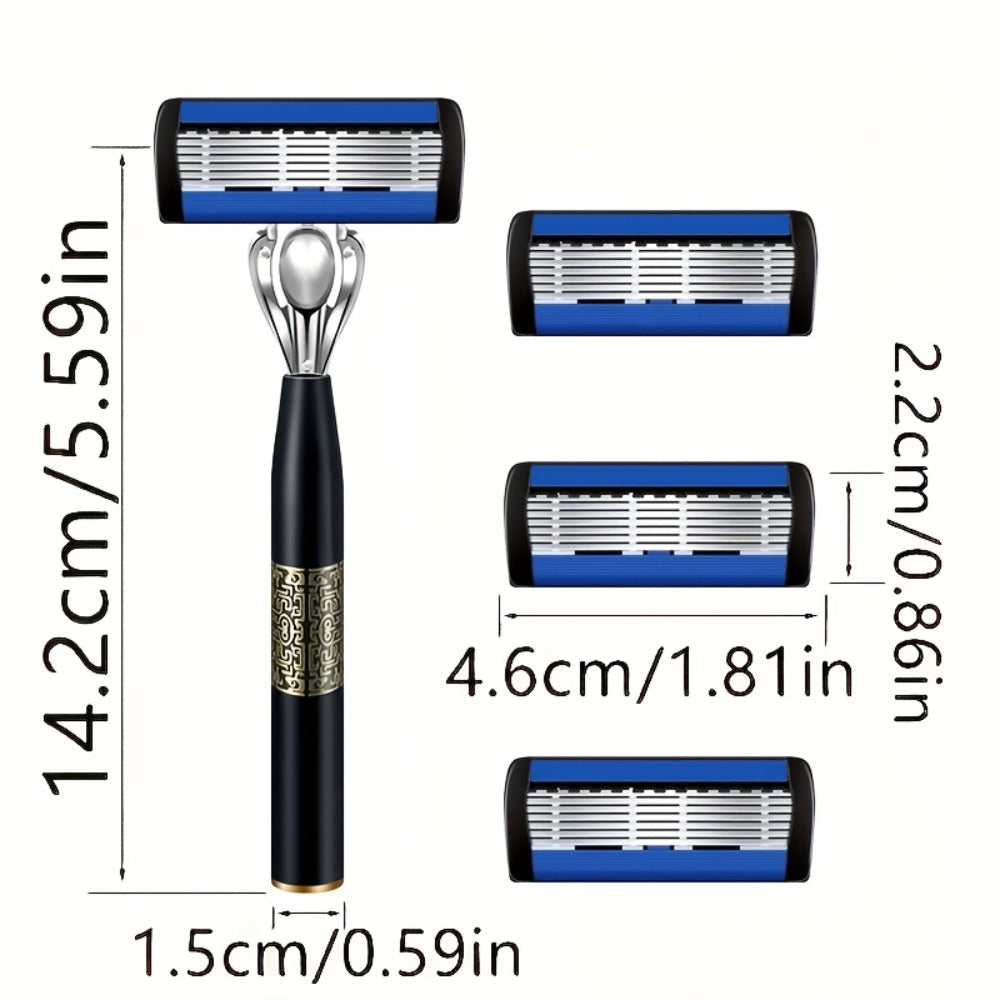 Men's Razor Set with Stainless Steel Replacement Blades - Reusable Handle & High-Capacity Blade Kit for Smooth Close Shave, Precision Grooming for Men, Multiple Bundle Options