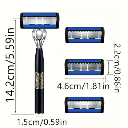 Men's Razor Set with Stainless Steel Replacement Blades - Reusable Handle & High-Capacity Blade Kit for Smooth Close Shave, Precision Grooming for Men, Multiple Bundle Options