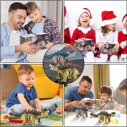 Walking Ankylosaurus Dinosaur Toy with Glowing Lights & Roaring Sound – Automatic Interactive Robot Dinosaur for Kids Ages 3-12, Birthday Christmas Gift for Boys and Girls, Brown or Blue