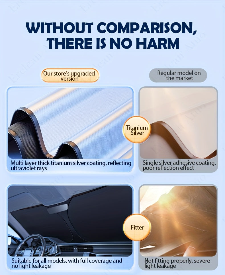 Car Shade Front Windshield | Windshield Dash Protector for Maximum UV Rays And Sun Heat Protection | Sun Visor Car Interior Accessory for Cooler Interior | Larg