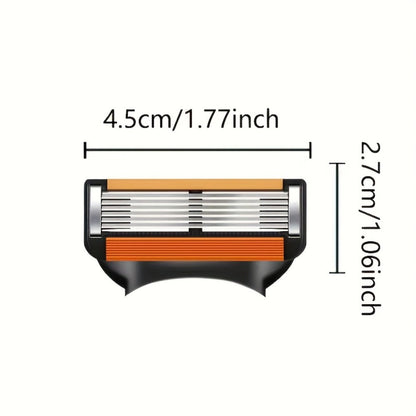 Fusion 5 Compatible Razor Blade Refills 6-Layer Stainless Steel with Free Handle — Men's Replacement Shaving Cartridges for Beard & Face, Manual Razor Heads Bulk Pack 16/24/32 Blades