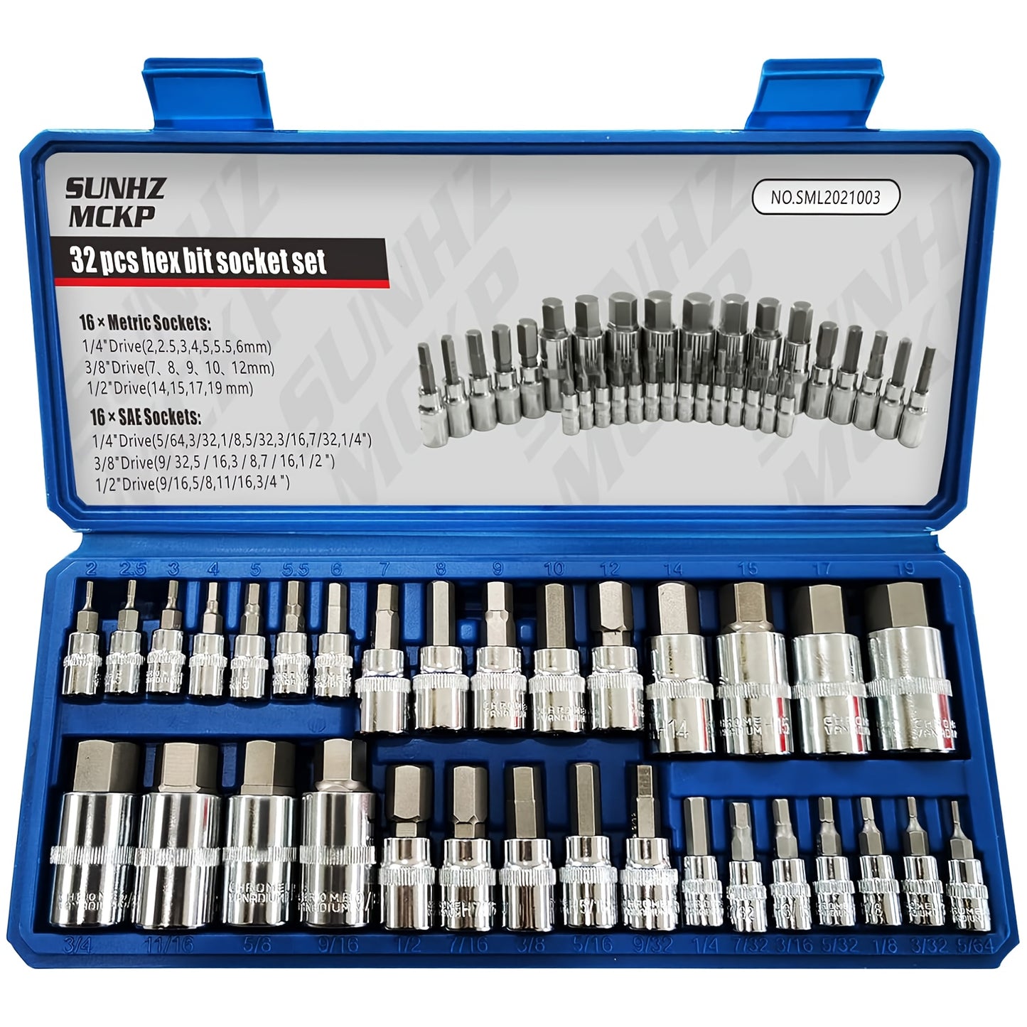 Hex Bit Socket Set 32pcs, 1/4", 3/8", & 1/2" Drives Allen Socket Set SAE And Metric Size, Master Allen Head Hex Key Socket Set Made Of S2 Steel, Enhanced Storage Case, Home Improvement, DIY Projects, Organized Case, Versatile Sockets, Sturdy Construction,