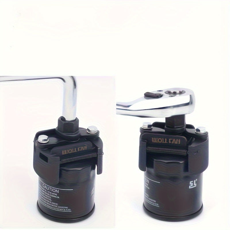 Adjustable Oil Filter Wrench with German U-shaped Double-jaw Reversible Mechanism, Heavy-duty Ferrous Metal Structure, Hexagonal Socket and Adjustment Knob-multifunctional Automobile Engine Maintenance Tool