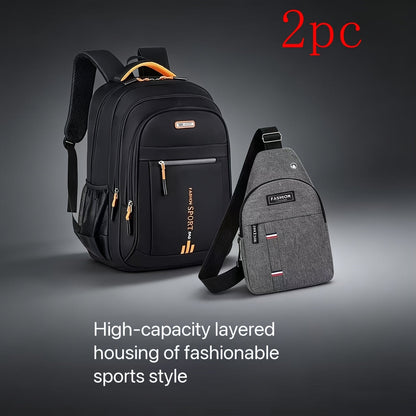 Business Travel Backpack for Men – Large Capacity Durable Nylon, Multi-Compartment, Adjustable Shoulder Straps, Dual-Purpose Campus & Work Bag | Available as Body Bag or Handbag & Shoulder Bag Set
