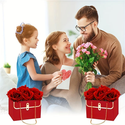 Paper Flower Bouquet Gift Bags with Metal Chain Handle Bulk – 12/24/36/48 Pcs Tote Bags for Wedding Party Birthday Florist Graduation Holiday Colorful Gift Wrapping