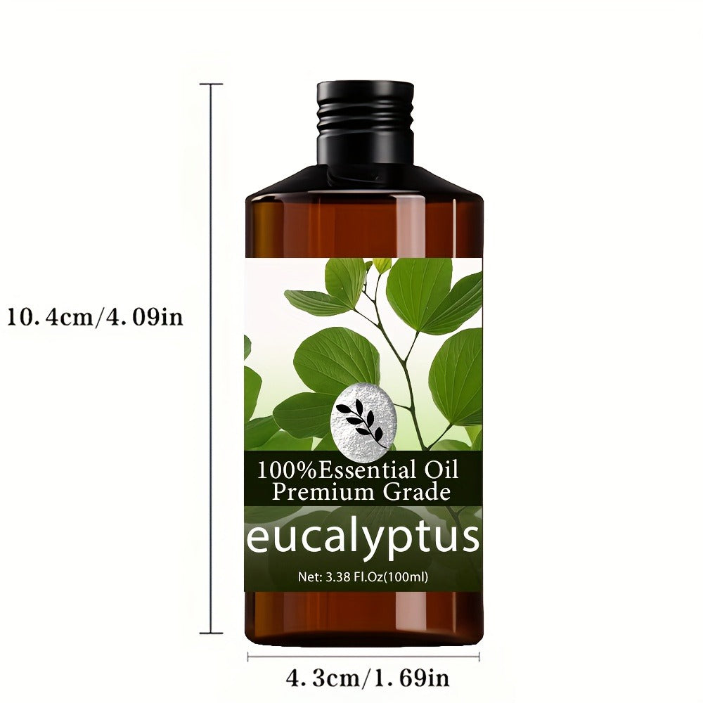 Eucalyptus Essential Oil 100ml Pure Care Grade Aromatherapy Massage Oil Moisturizing Body Hair Nail Skin Fragrance Oil for Men Women Meditation Relaxation Diffuser Scalp Cuticle Care