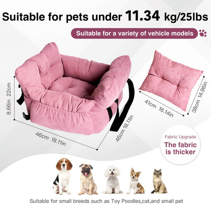 Dog Car Seat Carrier Booster with Safety Harness - Pet Travel Seat for Dogs & Cats, Handheld & Shoulder Strap, Fits Front & Back Seat, Multi-Scene Use for Cafe Park Outdoor