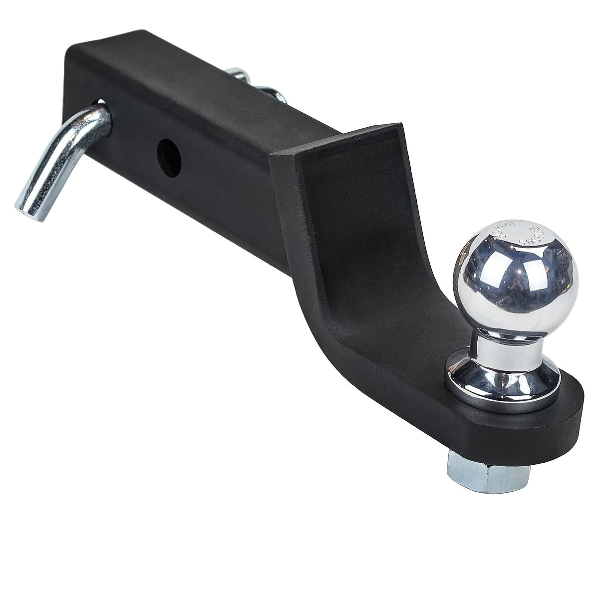 Trailer Hitch Mount with 2In Ball And 5/8In Hitch Pin, Solid Steel Trailer Hitch Ball Fits 2 Inch Receiver, 4-Inch Drop, 7500Lbs Capacity Ball Hitch, Black