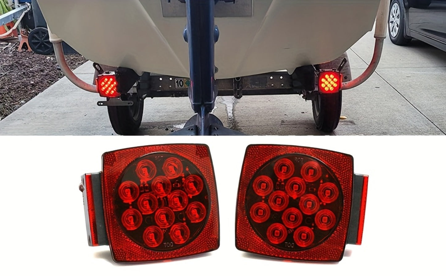 12V LED Trailer Tail Lights Kit - Stop, Turn Signal, Brake & License Plate Light for Trailers Under 80" - Boat, RV, Camper, Truck