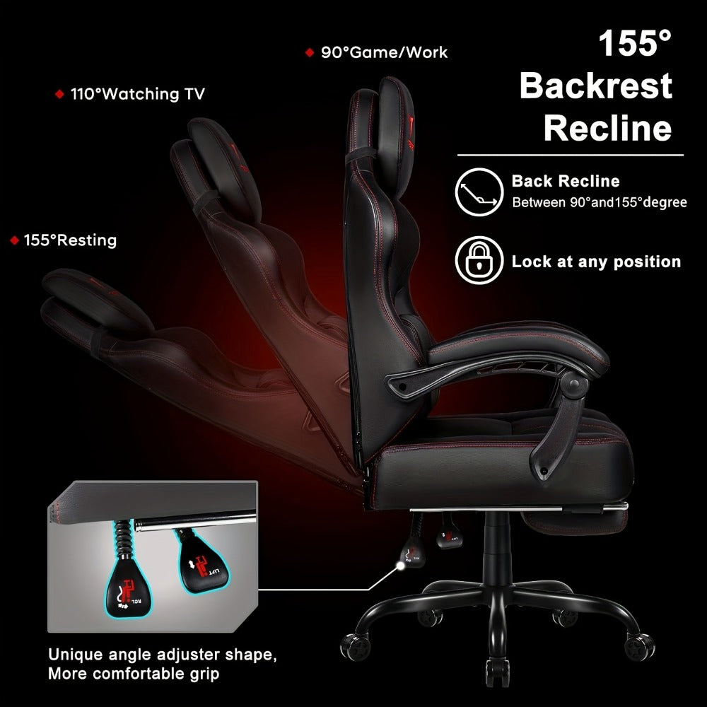 Big and Tall Oversized Gaming Chair with Footrest and High Back for Home Office detail image - detail view 10