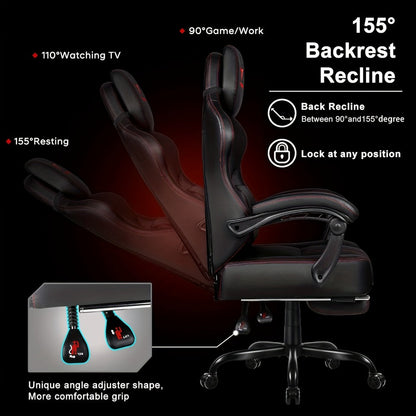 Big and Tall Oversized Gaming Chair with Footrest and High Back for Home Office detail image - detail view 10