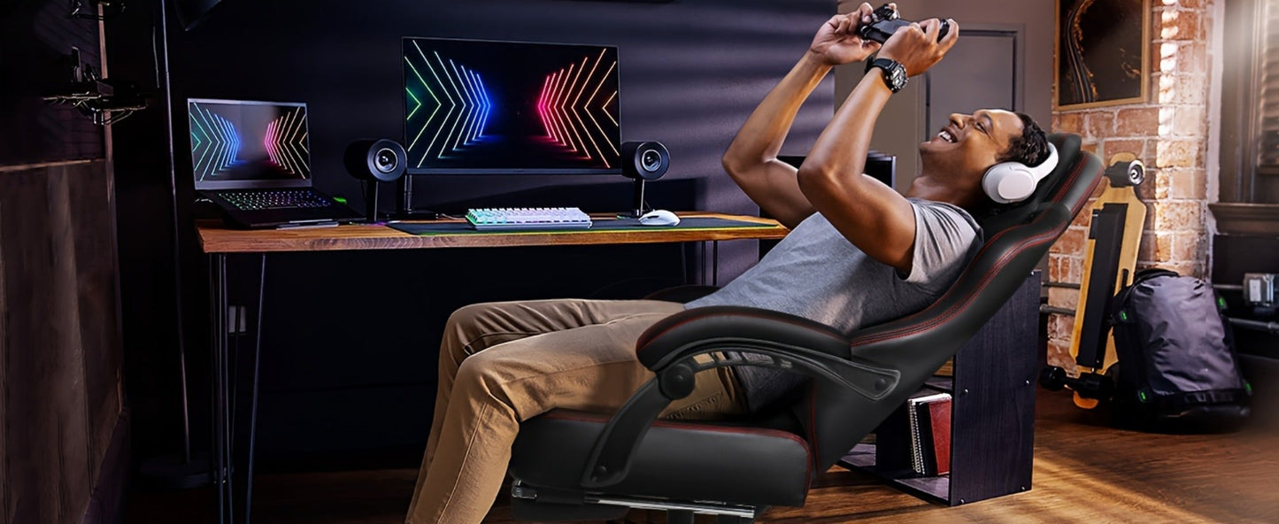 Big and Tall Oversized Gaming Chair with Footrest and High Back for Home Office detail image - detail view 17