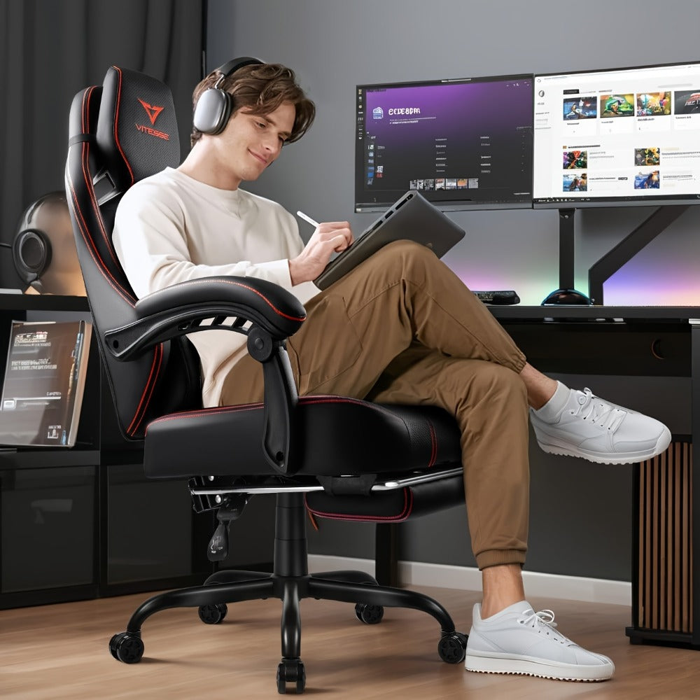 Big and Tall Oversized Gaming Chair with Footrest and High Back for Home Office detail image