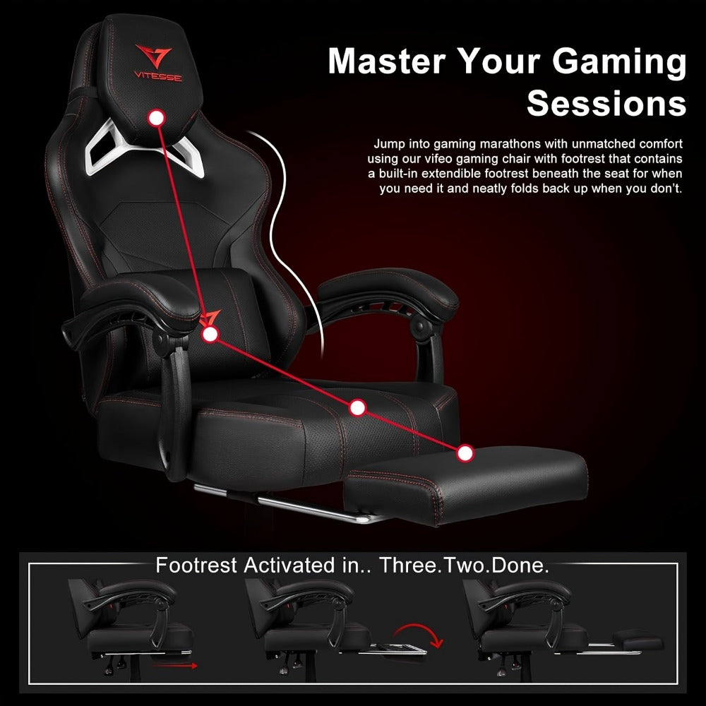 Big and Tall Oversized Gaming Chair with Footrest and High Back for Home Office detail image - detail view 9