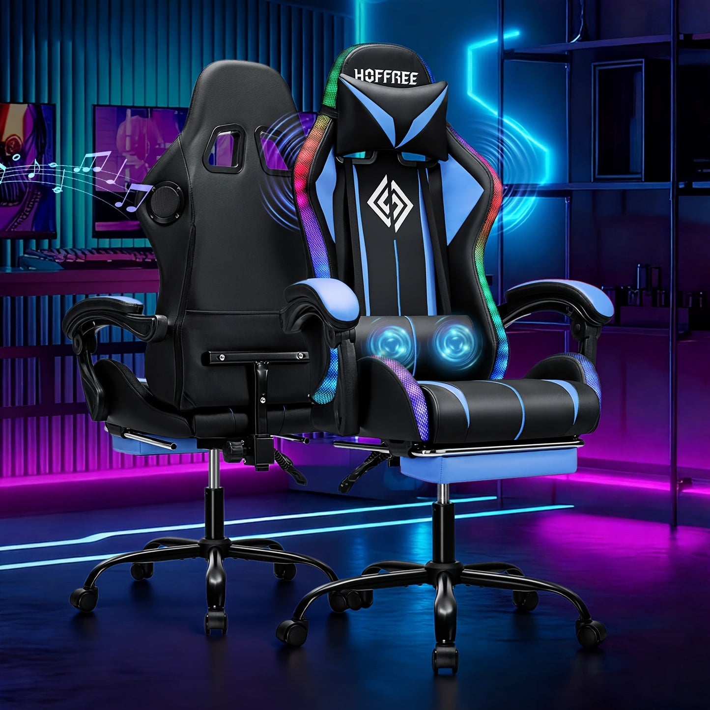 Gaming Chair shown in the Blue+Black option