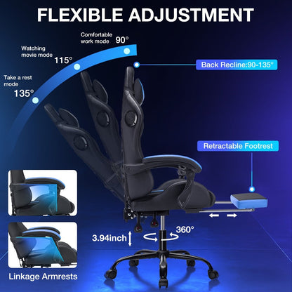 Big and Tall Tall Gaming Chair with Armrests, Ergonomic Video Game Chair detail image - detail view 12