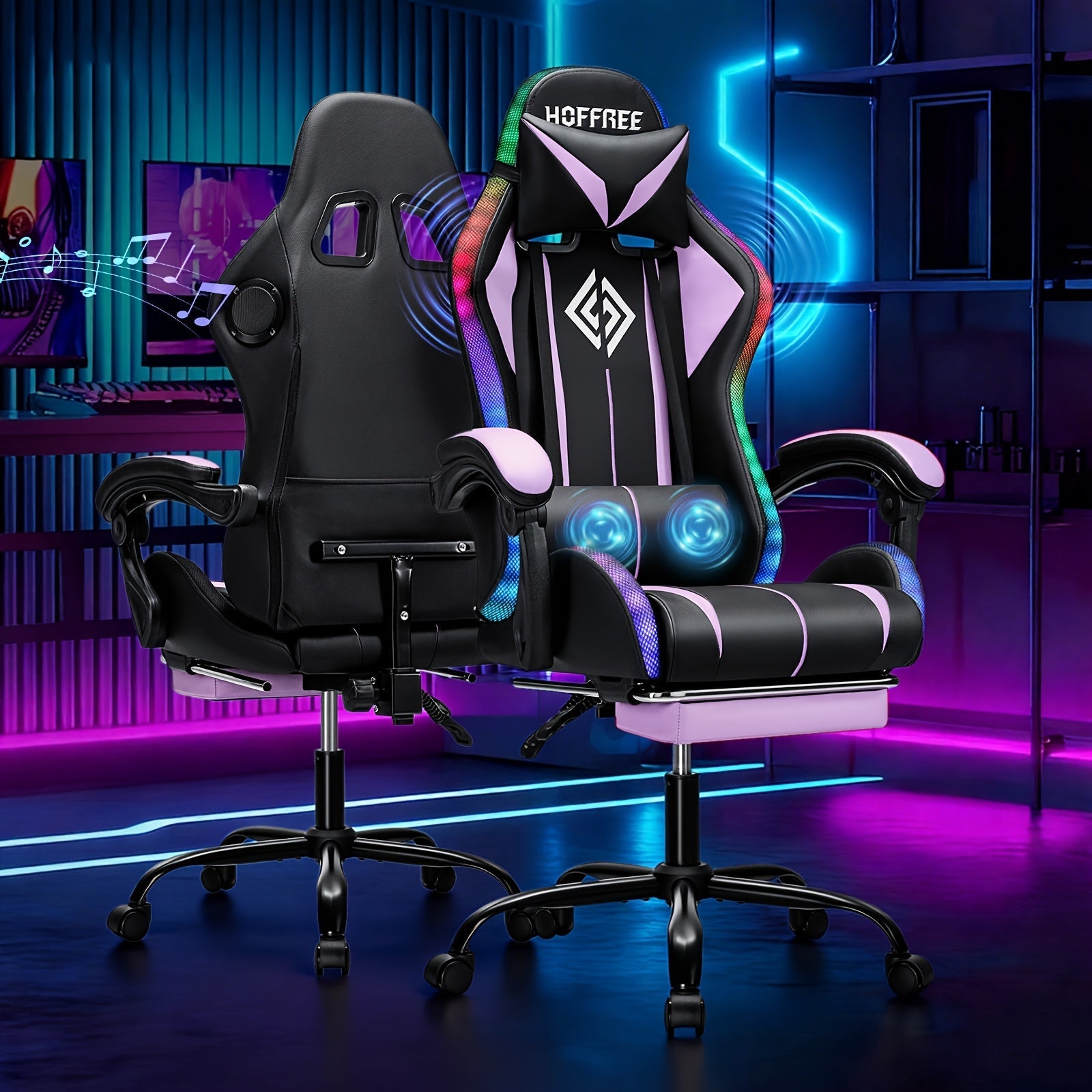 Gaming Chair shown in the Purple+Black option