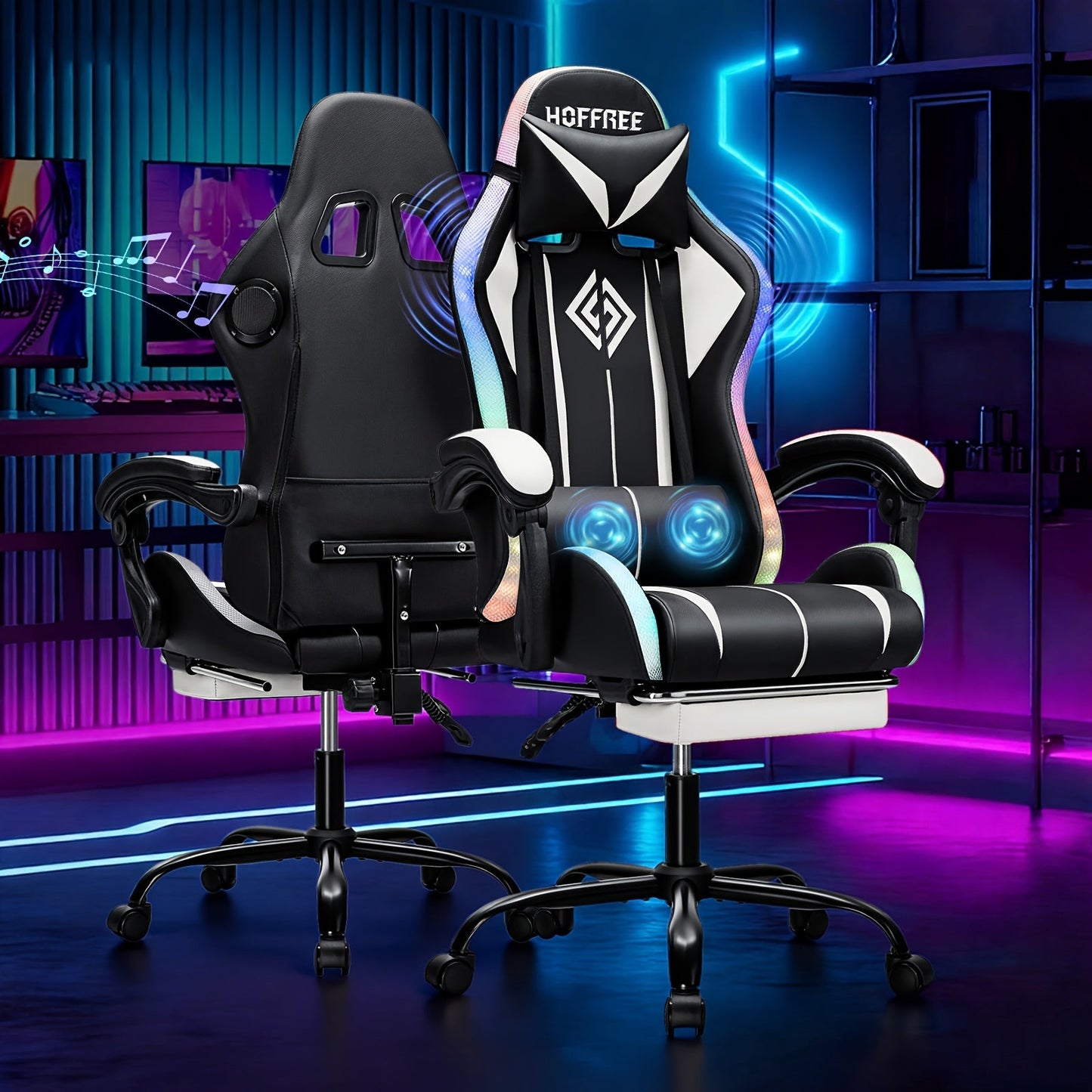 Gaming Chair shown in the White+Black option