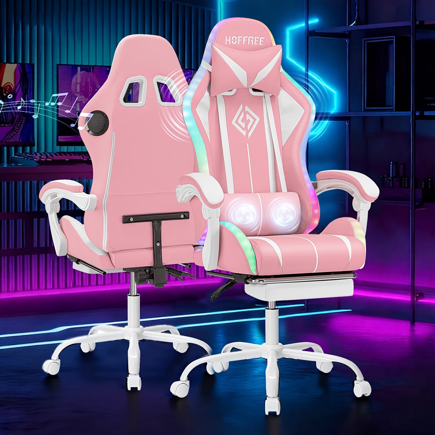 Gaming Chair shown in the White+Pink option