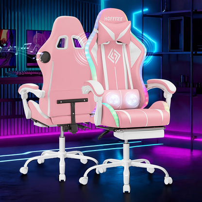 Gaming Chair shown in the White+Pink option
