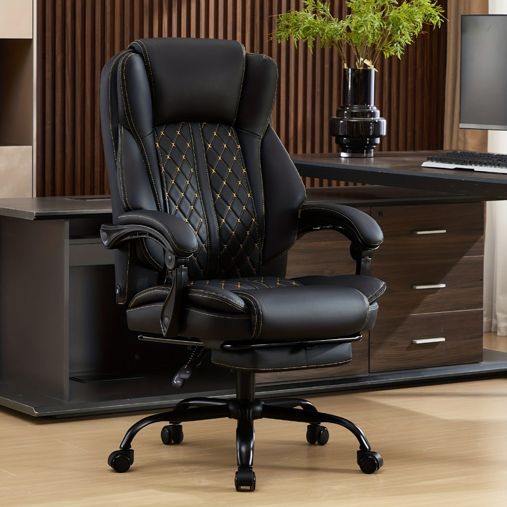 Office Chair, Big and Tall Leather Executive Desk Chair with Footrest for Heavy People shown in the main product view