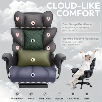 Big and Tall Tall Office Chair with Footrest and Lumbar Support and Pocket Springs detail image