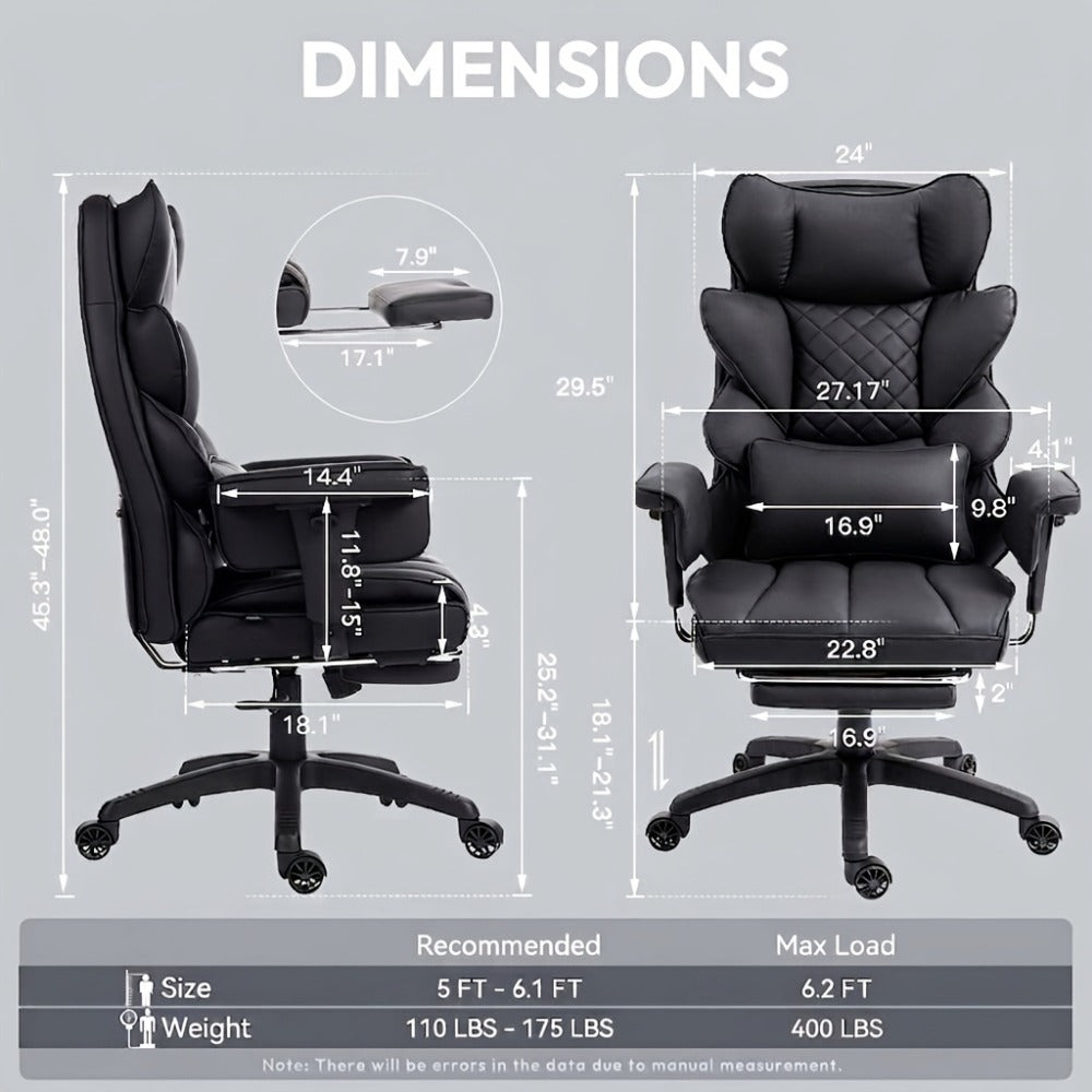 Big and Tall Tall Office Chair with Footrest and Lumbar Support and Pocket Springs detail image - detail view 3