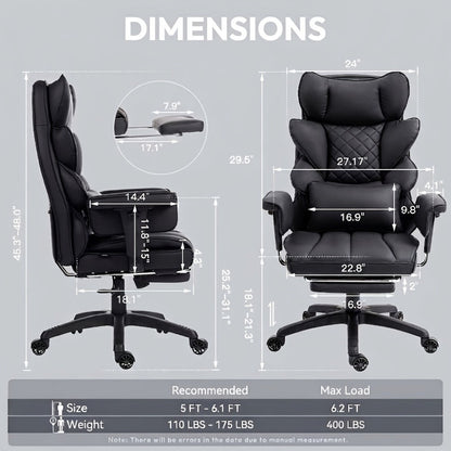 Big and Tall Tall Office Chair with Footrest and Lumbar Support and Pocket Springs detail image - detail view 3