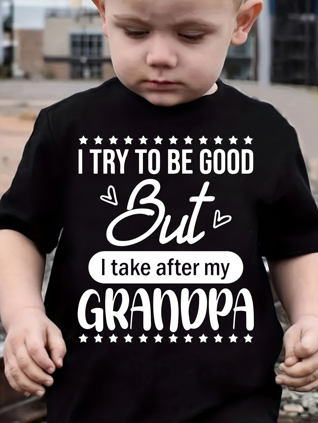 Boys' Black Cotton Printed Short-Sleeve T-Shirt - product view 6