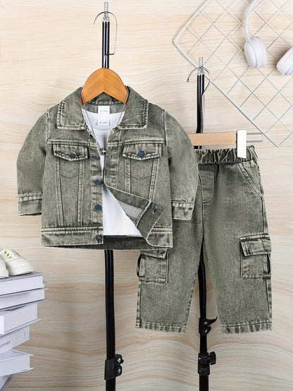 Baby fern green Denim Denim Jacket - product view 2