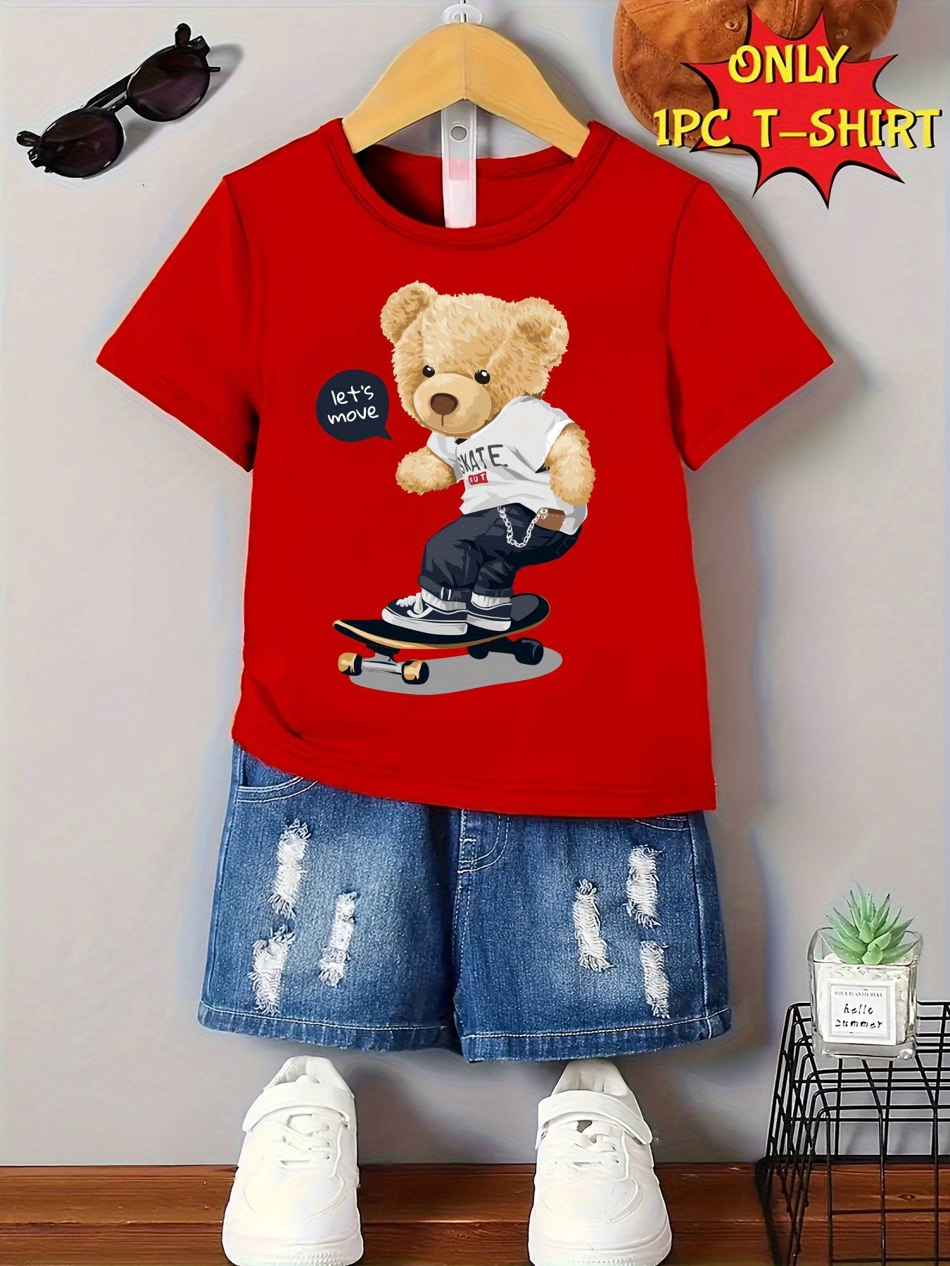 Boys' Red Printed Graphic T-Shirt - product view 6