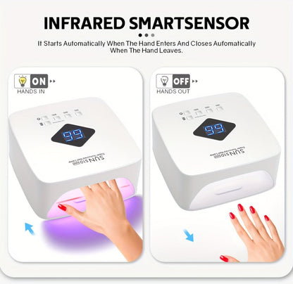 Cordless LED Nail Lamp SUN S10 MAX Rechargeable — 30 LED Lights Auto Sensor 3-Timer LCD Display Professional Gel Nail Dryer for UV Gel Acrylic Base Top Coat, Wireless Nail Light for Salon & Home Manicure