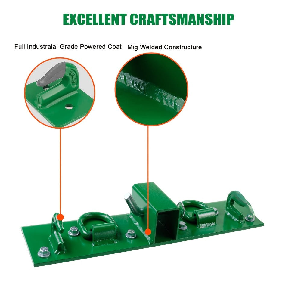 Tractor Bucket Grab Hooks Grade 70 Forged Steel 3/8in Bolt-On with 1/2in Tie Down Ring 2in Hitch Receiver Mount Plate Max 4700LBS for Compact Tractor RV UTV Truck Towing