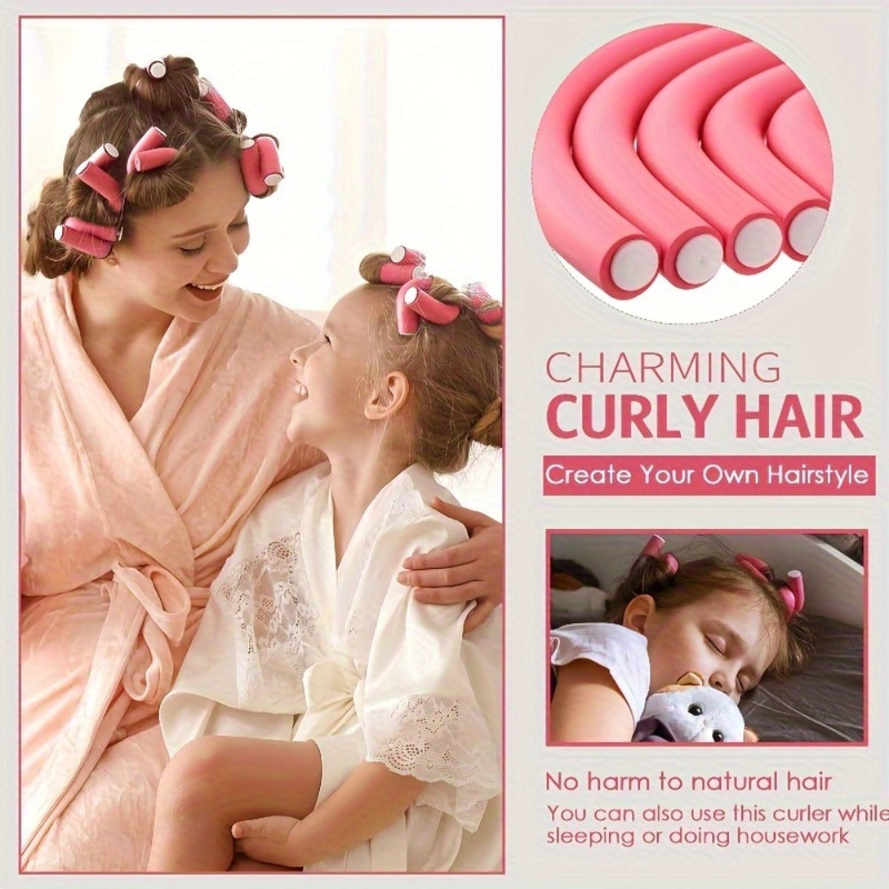 Flexible Foam Curl Formers 50pcs Heatless Curling Rods – Bendable Twist Hair Rollers for DIY Soft Waves & Spiral Curls, Short & Long Hair, No Heat Overnight Curlers for Women