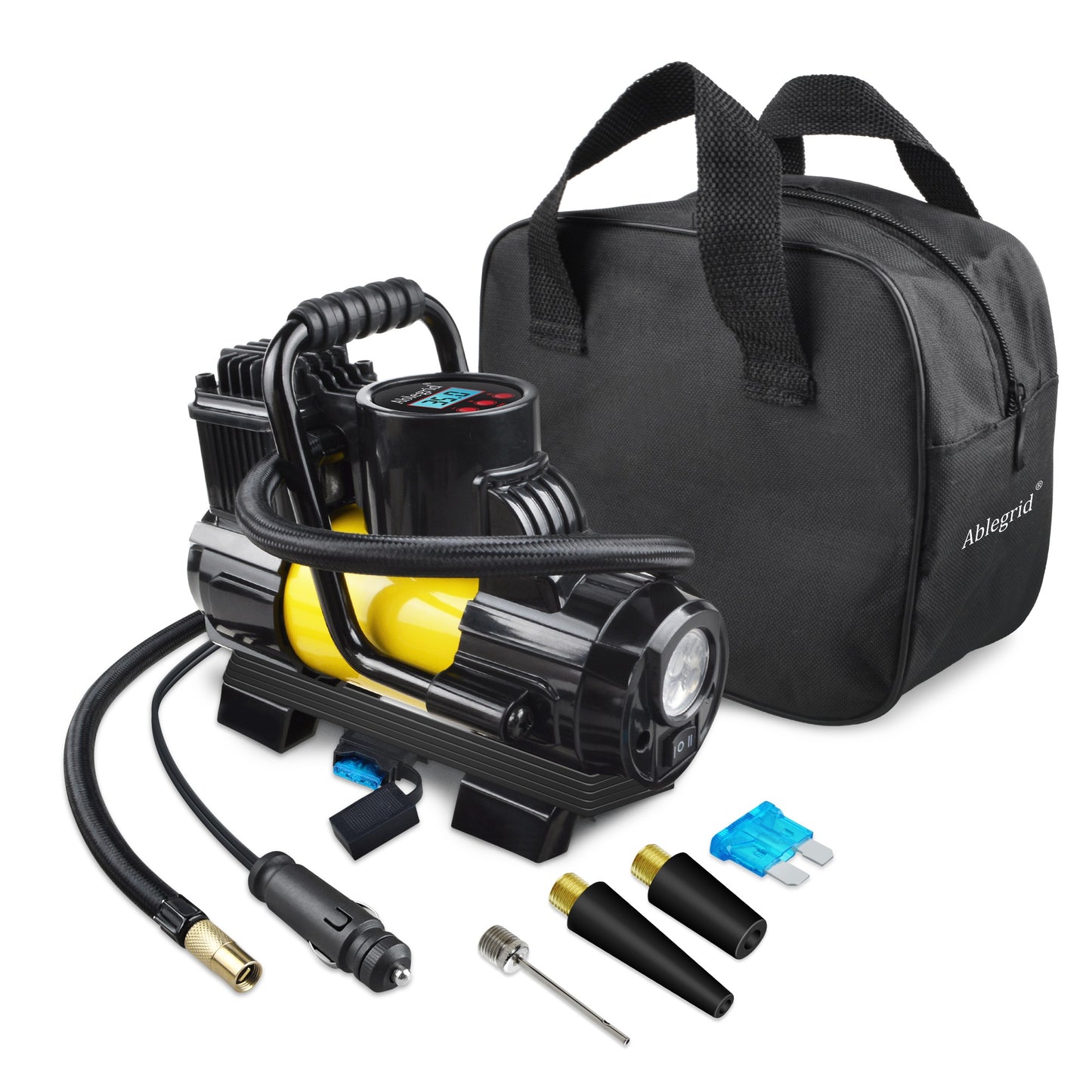 12V DC Portable 150PSI Air Compressor Car Tyre Tire Inflator Pump Auto Shut Off LED Digital Display with Carrying Bag for Car Ties, Ball, Air Bed, Balloon and More