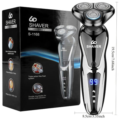 Men's Electric Shaver 3D Floating Head with LED Display - Rechargeable Washable Cordless Rotary Shaver for Home & Travel, Close Smooth Shave, Great Gift for Men, Boyfriend & Valentine's Day, 2-Pack
