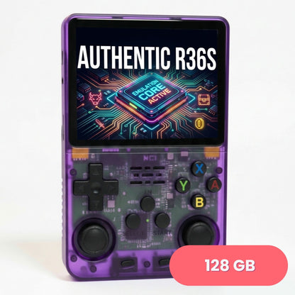 R36S Retro Handheld Game Console ArkOS 3.5" IPS Screen 64GB 128GB – Portable Emulator Gaming Device USB-C 10Hr Battery, Black White Purple, Classic Retro Gaming Gift for Kids Adults