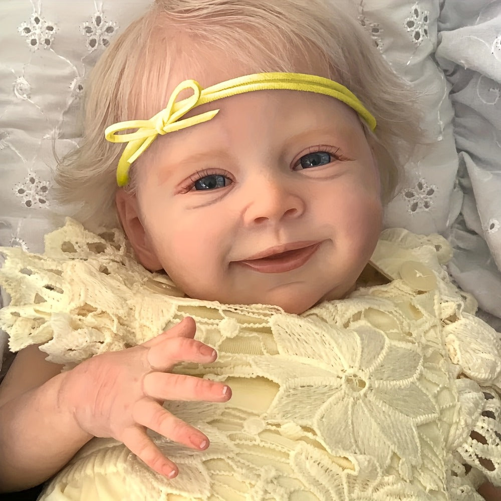 Blonde Hair Reborn Baby Doll 19 Inch Soft Vinyl Body Hand-Rooted Hair Lifelike Newborn Boy Sebastian with Pacifier Bottle Birth Certificate – Realistic Baby Doll Gift for Kids Ages 3-6 Birthday Christmas